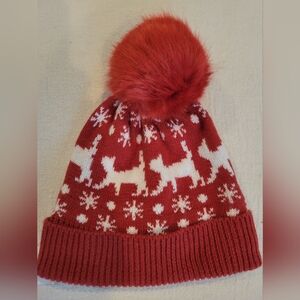 🐾 Vera Bradley NWT Christmas Cat Knit Hat & Scarf Set Pom Pom Holiday Winter